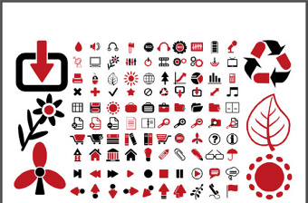 红黑办公生活类PPT小图标素材-含多个ppt元素
