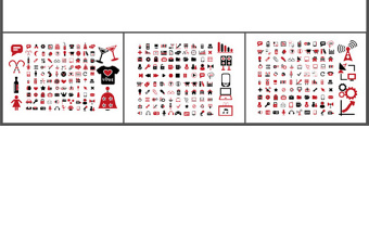 红黑办公生活类PPT小图标素材-含多个ppt元素