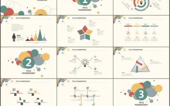 彩色氣泡圓 圈 線扁平化精美工作總結ppt模板