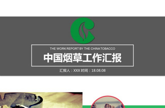 綠灰配色扁平化大氣中國煙草行業(yè)工作匯報ppt模板