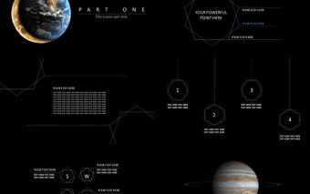 地球全景圖極簡細線幾何圖形創意航天科研科技工作總結ppt模板