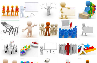 商務團隊會議類ppt素材3D小人開會背景