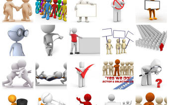 商務團隊會議類ppt素材3D小人開會背景