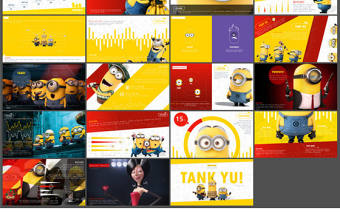 小黃人卡通PPT模板BELLO