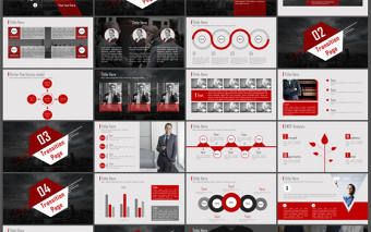 大氣歐美風黑紅灰穩重商務ppt模板