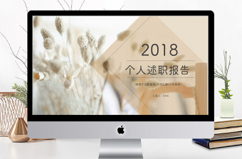 2018清新简约个人述职报告ppt模板