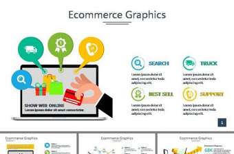 彩色扁平化商務情景圖表PPT模板