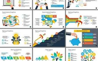 彩色扁平化商務情景圖表PPT模板