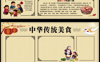 2021年可爱卡通中华传统美食小报