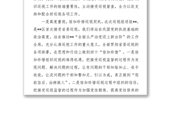 區(qū)委書記在省委巡視區(qū)工作動(dòng)員會(huì)上的表態(tài)發(fā)言