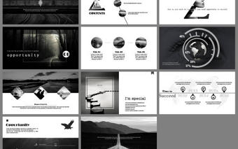 時尚黑白風大圖設計廣告宣傳PPT模板