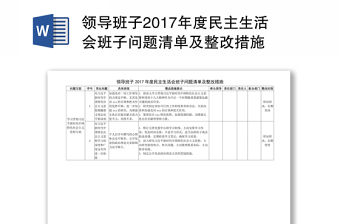 領導班子2017年度民主生活會班子問題清單及整改措施