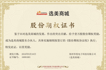 2021年股權期權證書 授權書  證書模板 2021年股權期權證書 授權書  證書模板