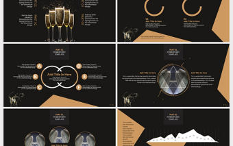 優雅黑色磨砂金商務風格PPT模板