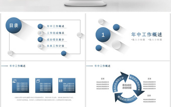 微立体商务通用年中工作总结动态PPT模板