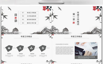 中國復古風工作總結計劃通用PPT動態模板