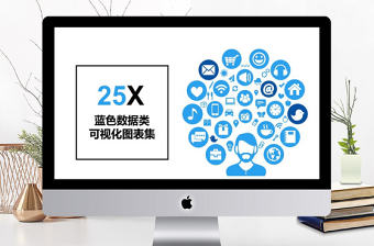 2018藍色數據類可視化圖表集PPT模板