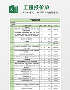 双语工程报价表格 Excel表格 工图网