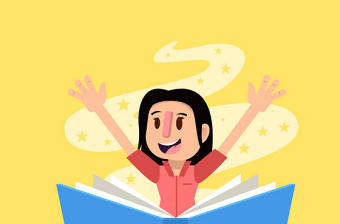 創意國際掃盲日讀書的女子矢量圖