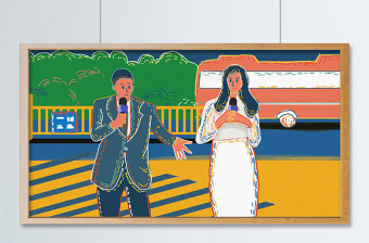 國際新聞工作者日復古肌理記者插畫