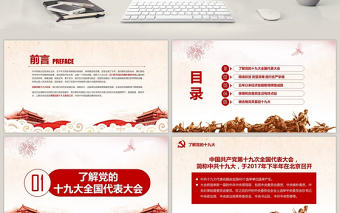 大氣喜迎十九大PPT模板