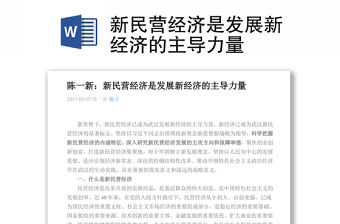 新民營經(jīng)濟(jì)是發(fā)展新經(jīng)濟(jì)的主導(dǎo)力量