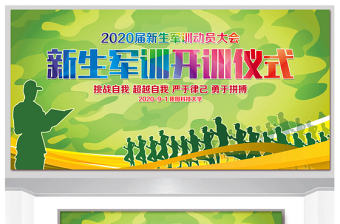 原創新生軍訓開訓儀式海報展板-版權可商用