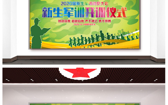 原創(chuàng)新生軍訓開訓儀式海報展板-版權(quán)可商用