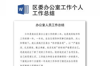 區委辦公室工作個人工作總結