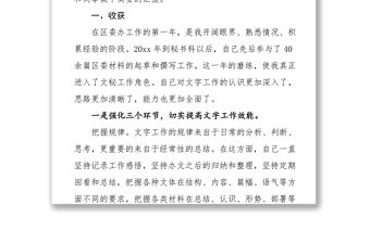 區委辦公室工作個人工作總結