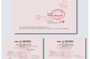 2021年原創中國工商銀行個人資信證明書存款證明書