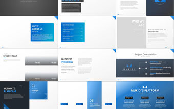 歐美風藍色個性創意公司策劃宣傳ppt模板