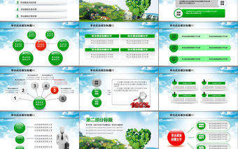 2021年綠色環保樹葉PPT模板