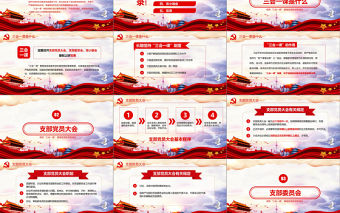 紅色黨建黨員十九大落實三會一課制度黨政教育微黨課ppt模板