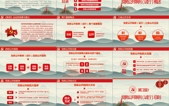 最新红色党建风中国共产党党务公开条例党课学习PPT模板