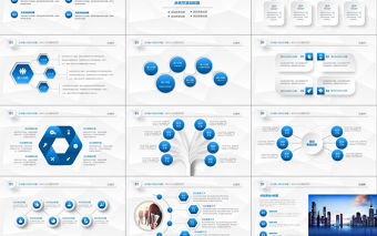 商務簡約微粒體藍色述職報告ppt模板