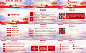 紅色大氣主題風(fēng)格黨課四個自信PPT模板