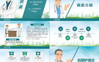 卡通小清新醫療清新肺部感染護理查房圖文ppt模板