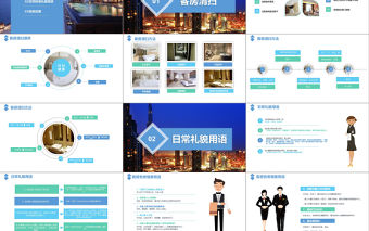 藍色漸變商務酒店客房服務培訓PPT
