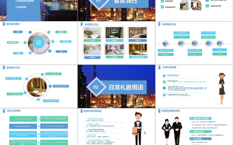 蓝色渐变商务酒店客房服务培训PPT