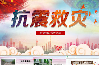 多彩卡通防震救災應急知識宣傳活動PPT模板