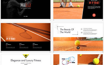 原創網球運動體育比賽教學培訓PPT模板-版權可商用