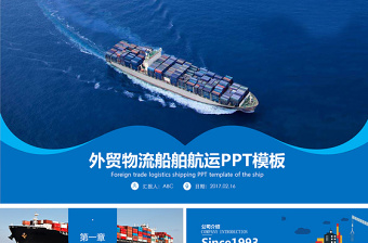 原創(chuàng)外貿物流貨運船舶航運PPT模板-版權可商用