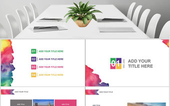 2019年水彩微粒體年終述職報告ppt模板幻燈片