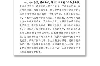 X黨委第×巡視組巡視X公司動員大會表態發言