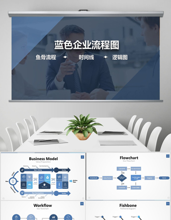 原創(chuàng)商務企業(yè)流程圖魚骨流程時間線-版權(quán)可商用
