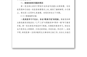 XX党总支第一党支部班子对照检查材料(范文)