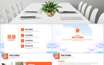 橙色簡約人力資源年終工作總結PPT模板