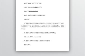 交通事故起訴書范本范文（經(jīng)典）