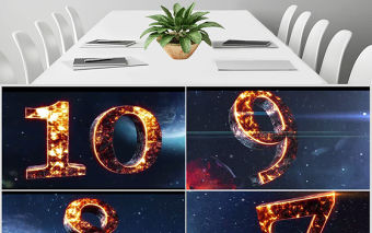 3D震撼10秒倒計企業年會片頭PPT模板